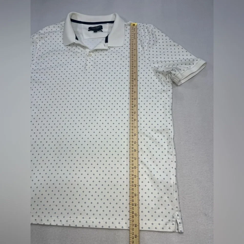 Banana Republic Luxury Touch Polo White Blue Print XL Cotton
